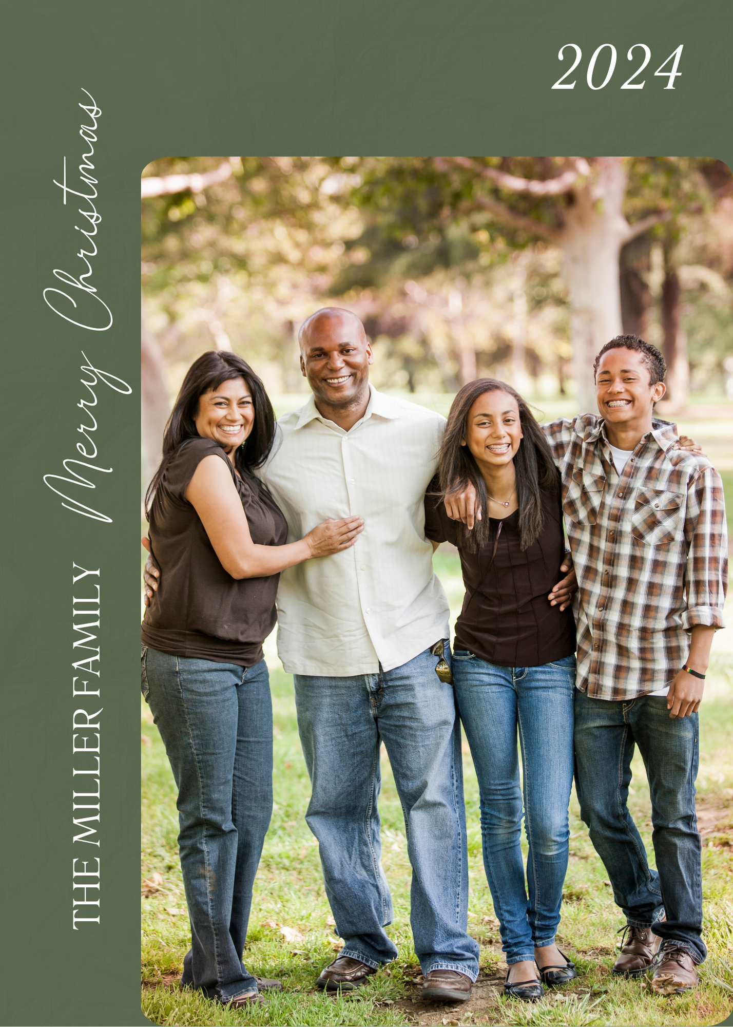 Personalized Green Simple Christmas Card – Editable Digital Template