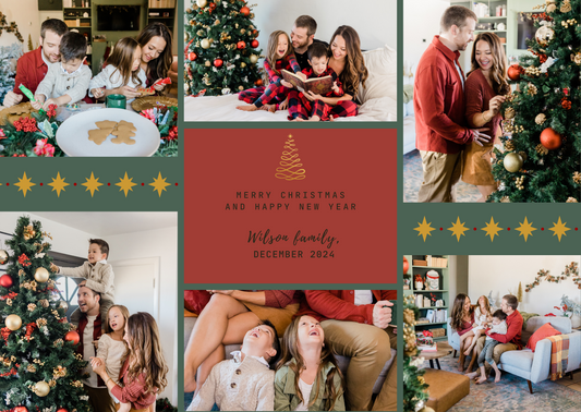 Personalized Merry Christmas and Happy New Year Christmas Card – Editable Digital Template