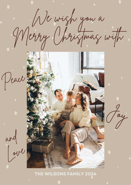Personalized Simple Peace, Joy, and Love Christmas Card – Editable Digital Template