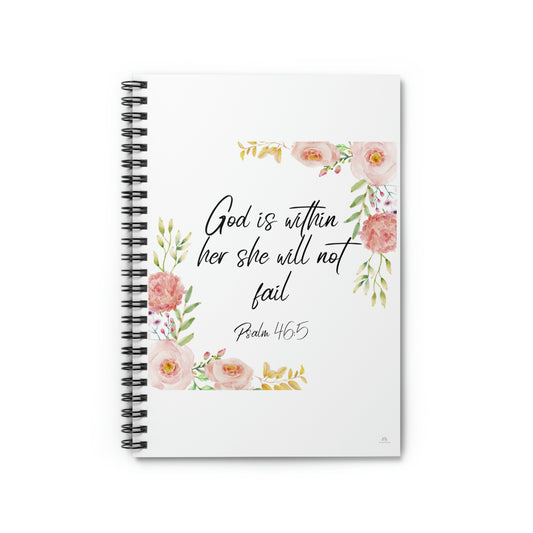 God is within her she will not fail -Spiral Notebook - Ruled Line